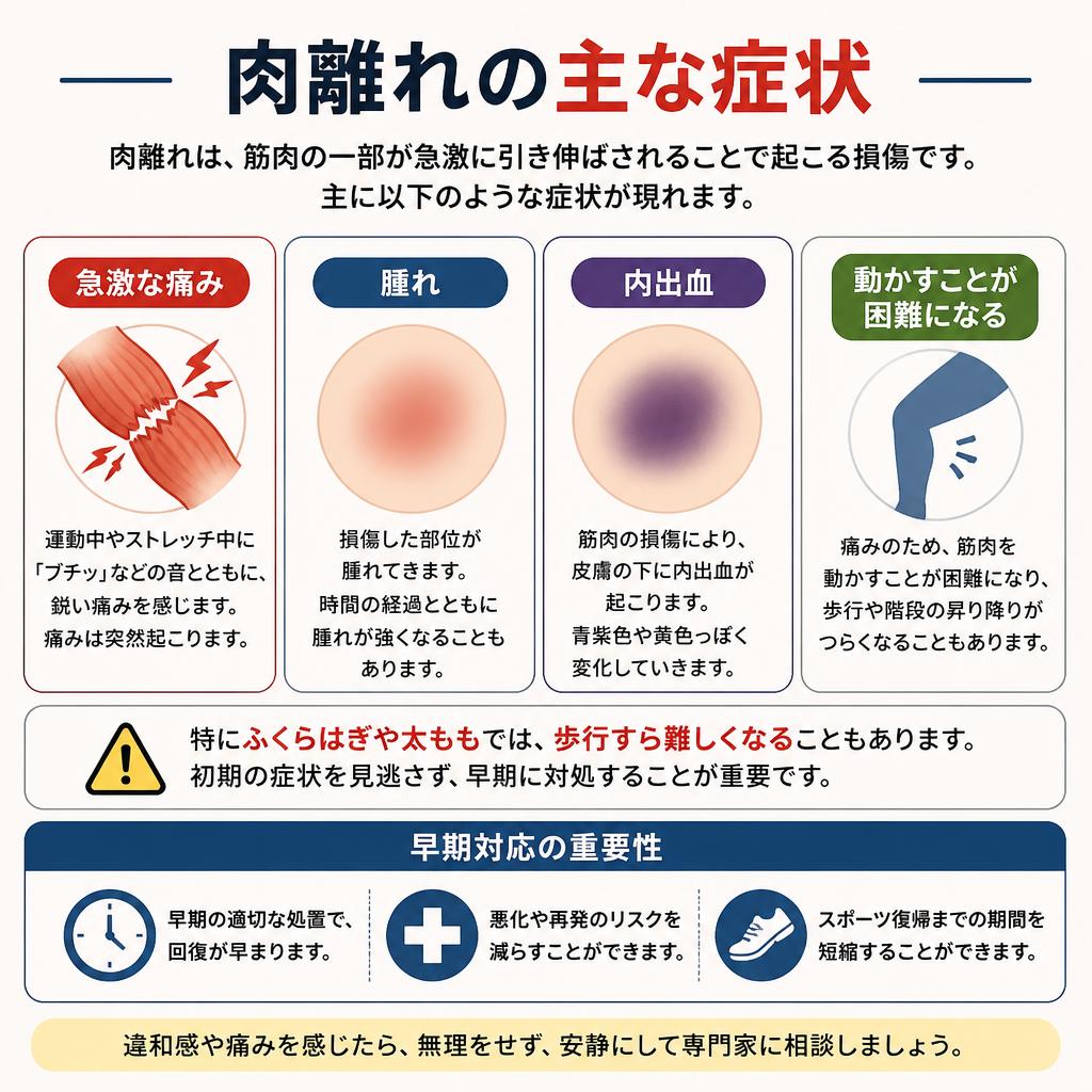 ふくらはぎ・太ももの肉離れの症状