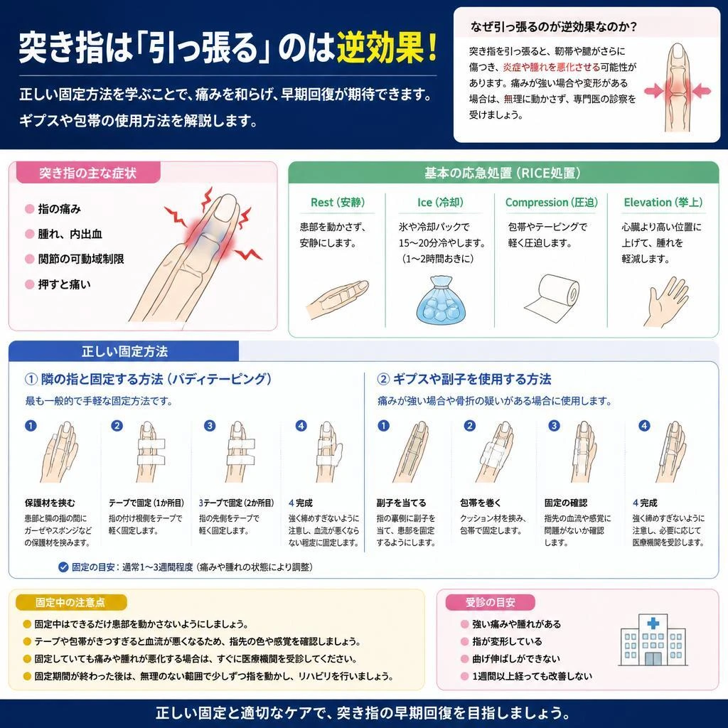 引っ張ってはいけない!突き指の正しい固定方法